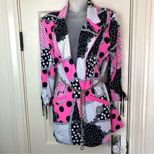 Peter Nygard Avant Garde Missy Lipstick Chick Blazer Jacket Polka Dot M